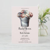 Invitation Ranunculus dans Tin Pail Rustique Glam rose Bride (Debout devant)