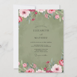 Invitation Ranunculus de mariage à la baie moussue