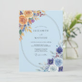 Invitation Ranunculus de mariage Or Pervenche Sage (Debout devant)
