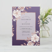 Invitation Ranunculus doré prune et mariage à l'eucalyptus do (Debout devant)