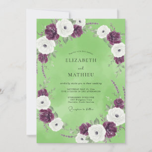Invitation Ranunculus Eucalyptus Mariage au Prune Pistache