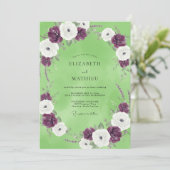 Invitation Ranunculus Eucalyptus Mariage au Prune Pistache (Debout devant)