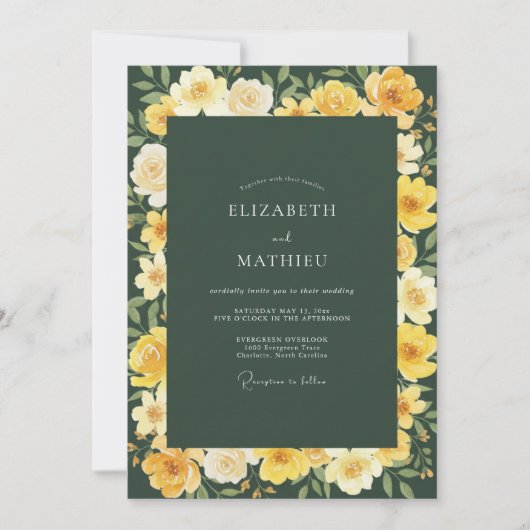 Invitation Ranunculus Eucalyptus Mariage Forêt d'Or (Devant)
