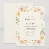 Invitation Ranunculus Eucalyptus Mariage Jaune Pâle (Devant / Derrière)