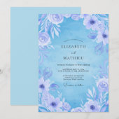 Invitation Ranunculus Eucalyptus Mariage Pervenche Givre (Devant / Derrière)