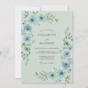 Invitation Ranunculus Feuillu Mariage Ecume de Mer