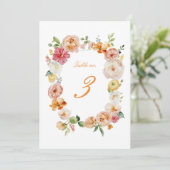 Invitation Ranunculus Floral Wedding Table Numbers Cards (Debout devant)