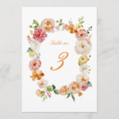 Invitation Ranunculus Floral Wedding Table Numbers Cards (Devant)