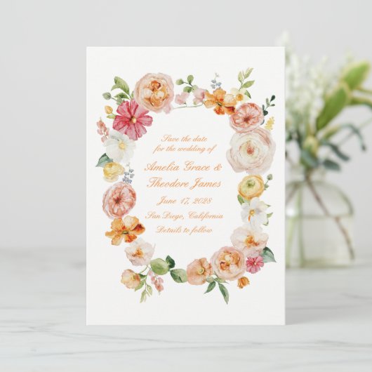 Invitation Ranunculus Mariage de Jardin d'Été Enregistrez la (Debout devant)