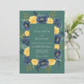 Invitation Ranunculus Moutarde Sarcelle Mariage Eucalyptus Do (Debout devant)