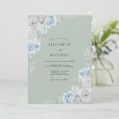 Invitation Ranunculus Pervenche Mousse de Mer Mariage Eucalyp (Debout devant)