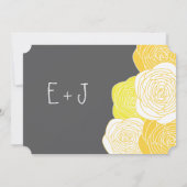 Invitation Ranunculus Rose Jaune et gris Mariage moderne (Dos)