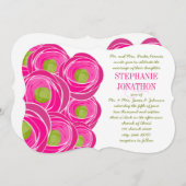 Invitation Ranunculus Rose Lime Fuchsia Mariage moderne Invit (Devant / Derrière)