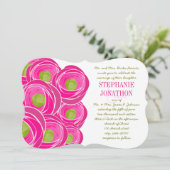 Invitation Ranunculus Rose Lime Fuchsia Mariage moderne Invit (Debout devant)