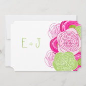 Invitation Ranunculus Rose Lime Fuchsia Mariage moderne Invit (Dos)