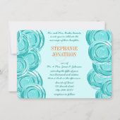 Invitation Ranunculus Rose Mint Coral Mariage moderne Invitat (Devant)