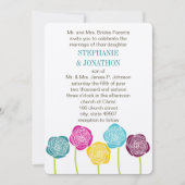 Invitation Ranunculus Rose Turquoise violet rose jaune Mariag (Devant)