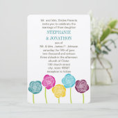 Invitation Ranunculus Rose Turquoise violet rose jaune Mariag (Debout devant)