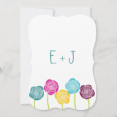 Invitation Ranunculus Rose Turquoise violet rose jaune Mariag (Dos)