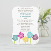 Invitation Ranunculus Rose Turquoise violet rose jaune Mariag (Debout devant)