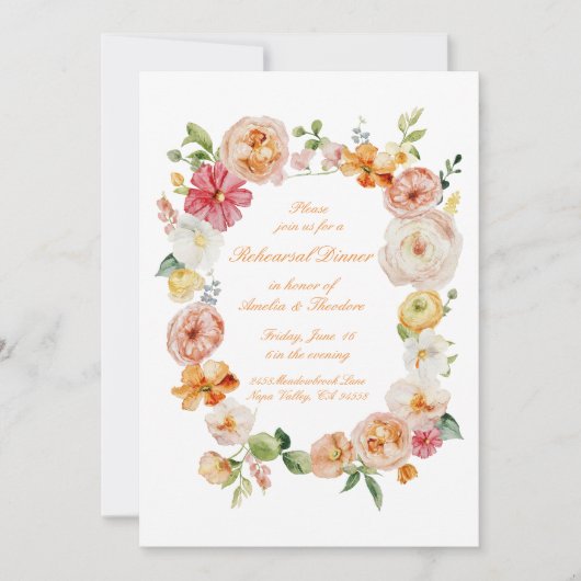 Invitation Ranunculus Summer Garden Rehearsal Dinner Invite (Devant)