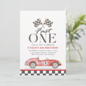 Invitation Rapide Une Voiture de Course Rouge Premier Anniver (Debout devant)