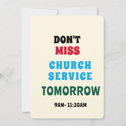 Invitation Rappel de service religieux vibrant (Devant)