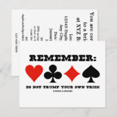 Invitation Rappelez-vous : Pas trump votre propre tour (le (Devant / Derrière)