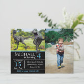 Invitation Raptor Velociraptor Photo Anniversaire (Debout devant)