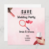 Invitation Raquette de tennis avec amour pour le Mariage (Devant / Derrière)