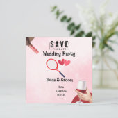 Invitation Raquette de tennis avec amour pour le Mariage (Debout devant)