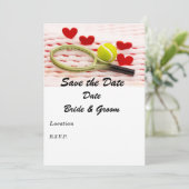 Invitation Raquette de tennis et balle avec amour (Debout devant)