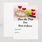 Invitation Raquette de tennis et balle avec amour (Devant / Derrière)
