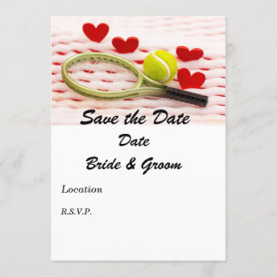 Invitation Raquette de tennis et ballon avec amour