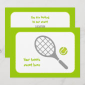 Invitation Raquette de tennis et coutume de balle (Devant / Derrière)