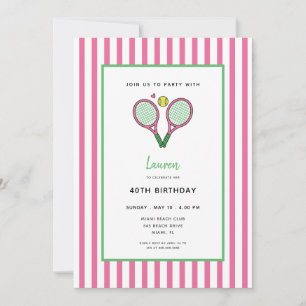 Invitation Raquette de tennis rose Prépa Anniversaire