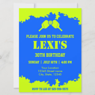 Invitation Raquettes de Pickleball Fête d'anniversaire