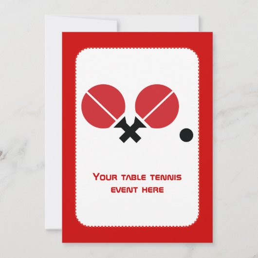 Invitation Raquettes de ping-pong de table et boule noir, rou (Devant)