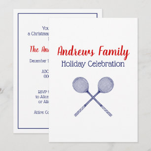 Invitation Raquettes de squash croisées bleues