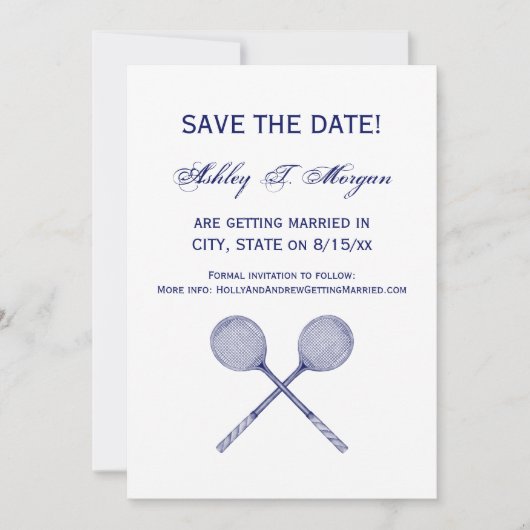 Invitation Raquettes de squash croisées bleues (Devant)