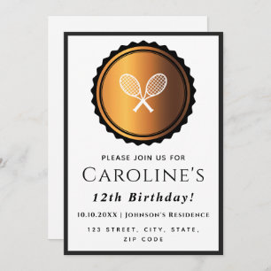 Invitation Raquettes de tennis Gold & Black Sport élégant
