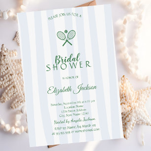 Invitation Raquettes de tennis vertes Fête des mariées rayée 