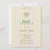 Invitation Raquettes de tennis vertes Fête des mariées rayée  (Devant)