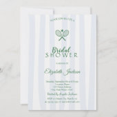 Invitation Raquettes de tennis vertes Fête des mariées rayée  (Devant)