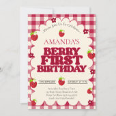 Invitation Raspberry Berry First 1st Birthday Party  (Devant)