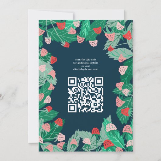 Invitation Raspberry Patch Cute CUSTOM QR Code BABY SHOWER (Dos)