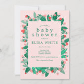 Invitation Raspberry Patch Cute CUSTOM QR Code BABY SHOWER (Devant)