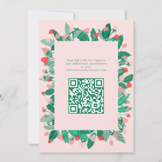 Invitation Raspberry Patch Cute CUSTOM QR Code BABY SHOWER (Dos)