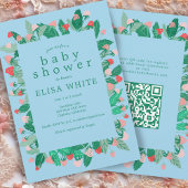 Invitation Raspberry Patch Cute CUSTOM QR Code BABY SHOWER