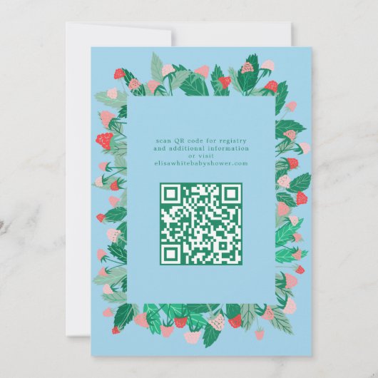 Invitation Raspberry Patch Cute CUSTOM QR Code BABY SHOWER (Dos)
